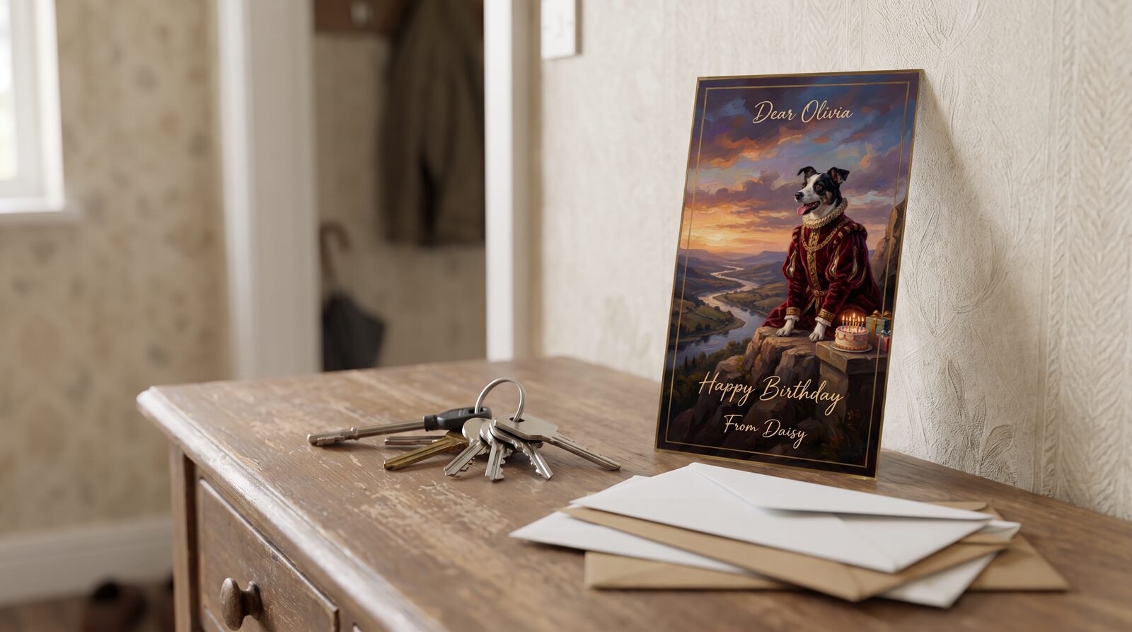 A plain card and a pen on a table