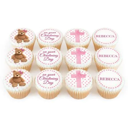 12 Pink Teddy Christening Cake