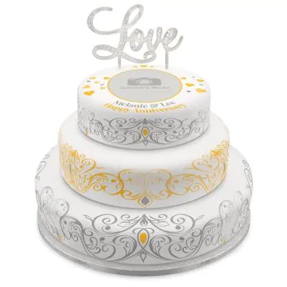 Anniversary Birds Photo Cake